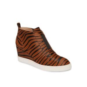 Linea Paolo Felicia3 Zebra Print Haircalf Platform Wedge Sneaker Bootie Size 8.5